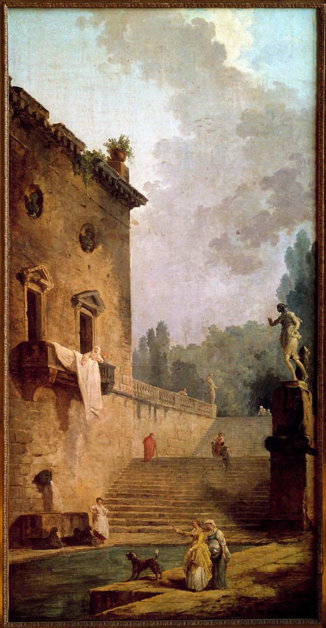 Ruiny portiku s toaletou Malba Huberta Roberta (1733-1808) Musee du chateau de Maisons Laffitte z 18. století (Maisons-Laffitte) od Hubert Robert