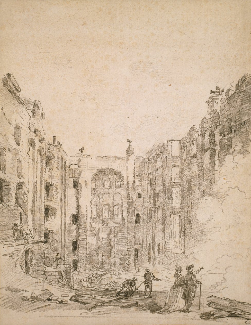 Ruiny opery po požáru v roce 1781 od Hubert Robert
