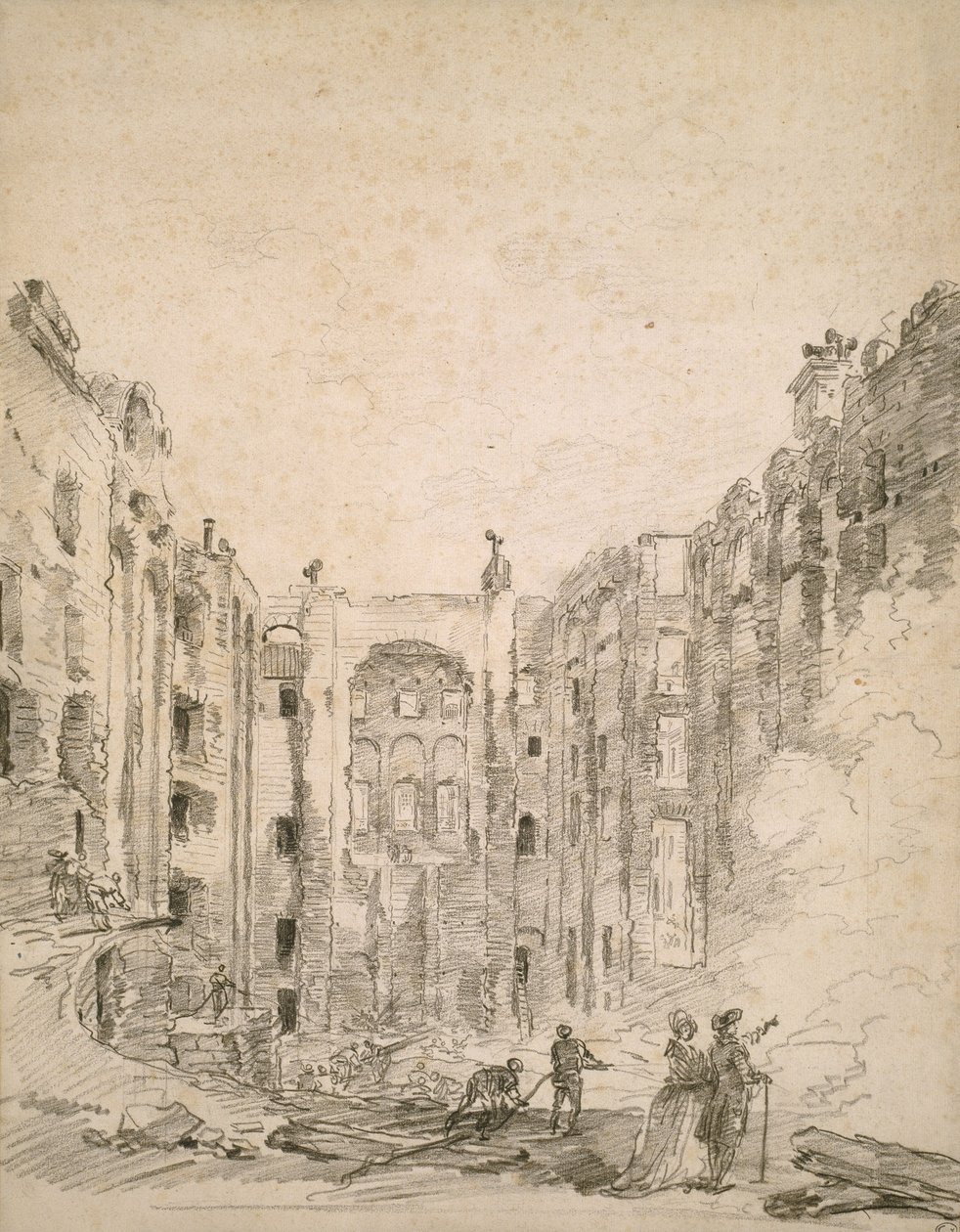 Ruiny opery po požáru v roce 1781, 1781 od Hubert Robert