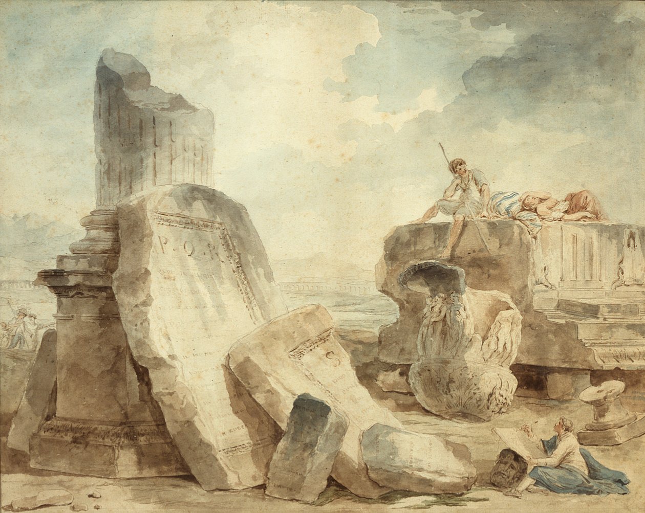 Ruiny s postavami od Hubert Robert