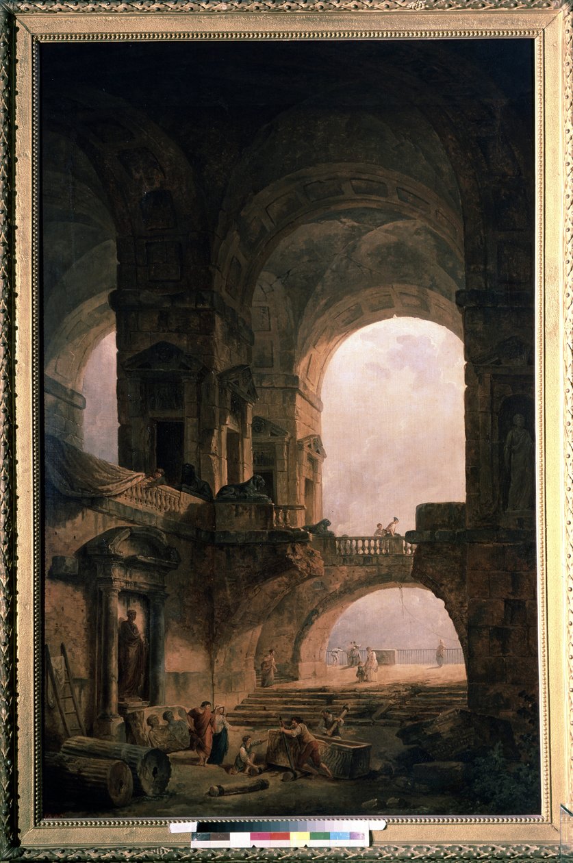 Sarkofág. Obraz Hubert Robert (1733-1808), olej na plátně od Hubert Robert