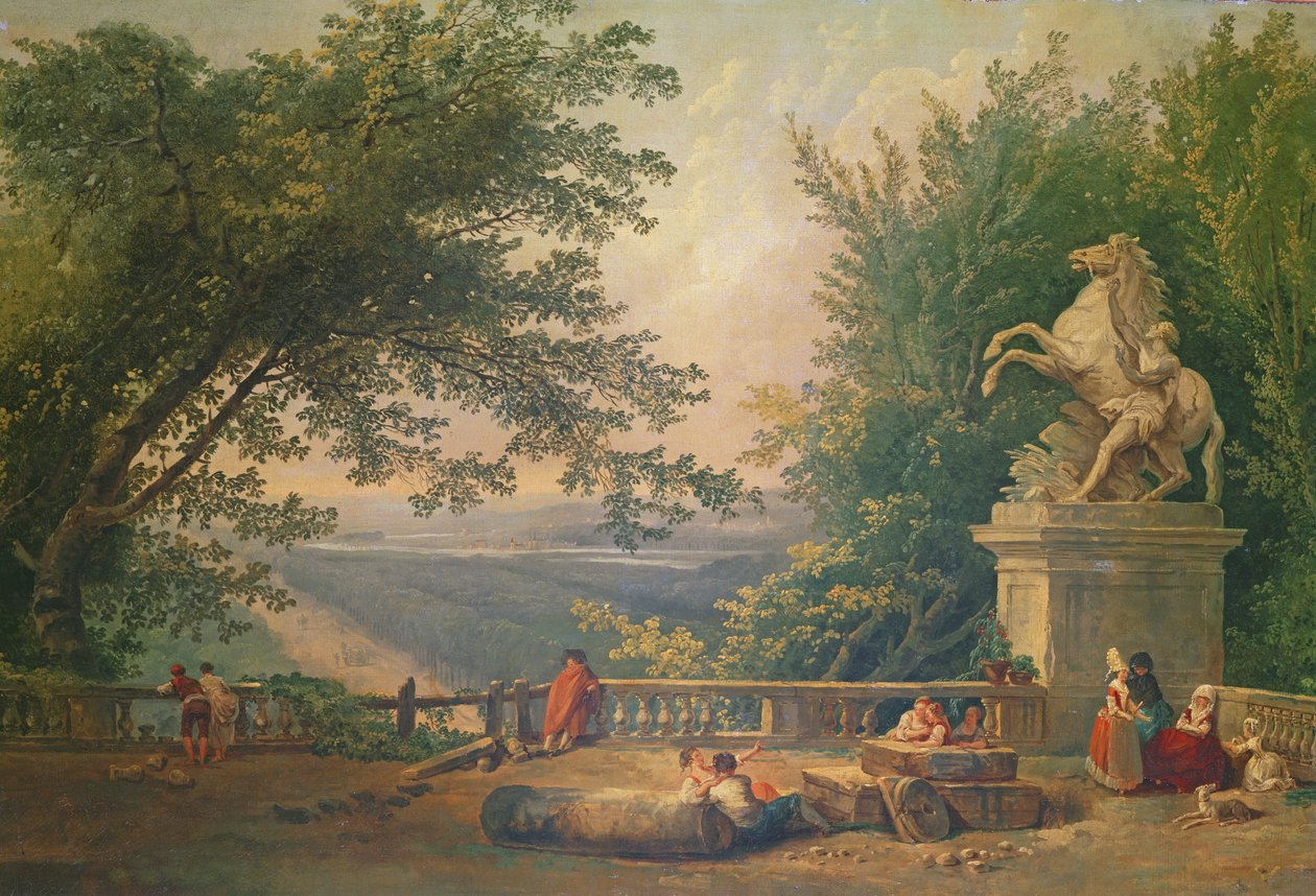 Terrace Ruins in a Park, c.1780 (olej na plátně) od Hubert Robert