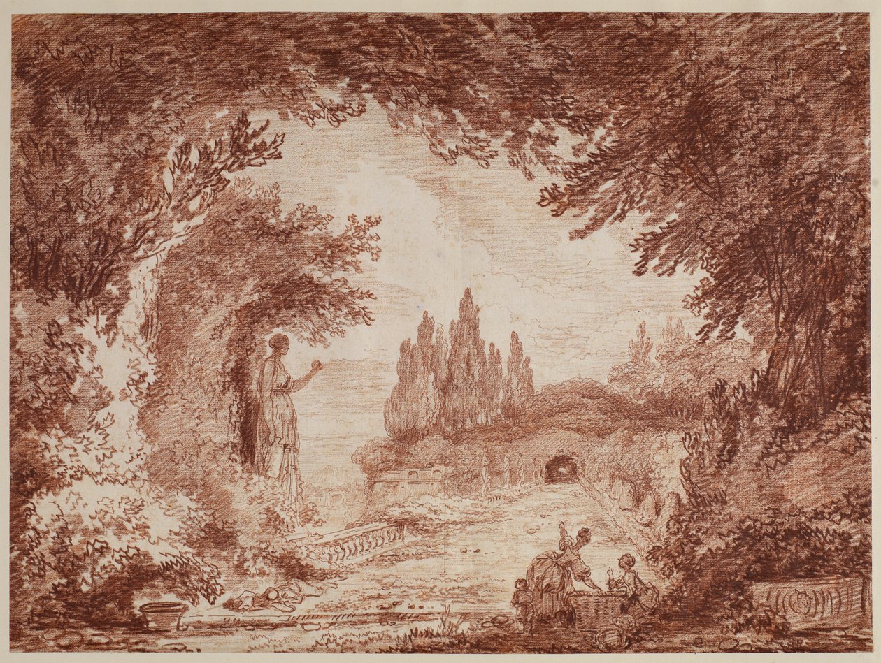 Terasa v italské zahradě, c.1760 od Hubert Robert