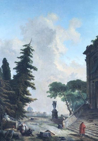 Terasa římského paláce od Hubert Robert