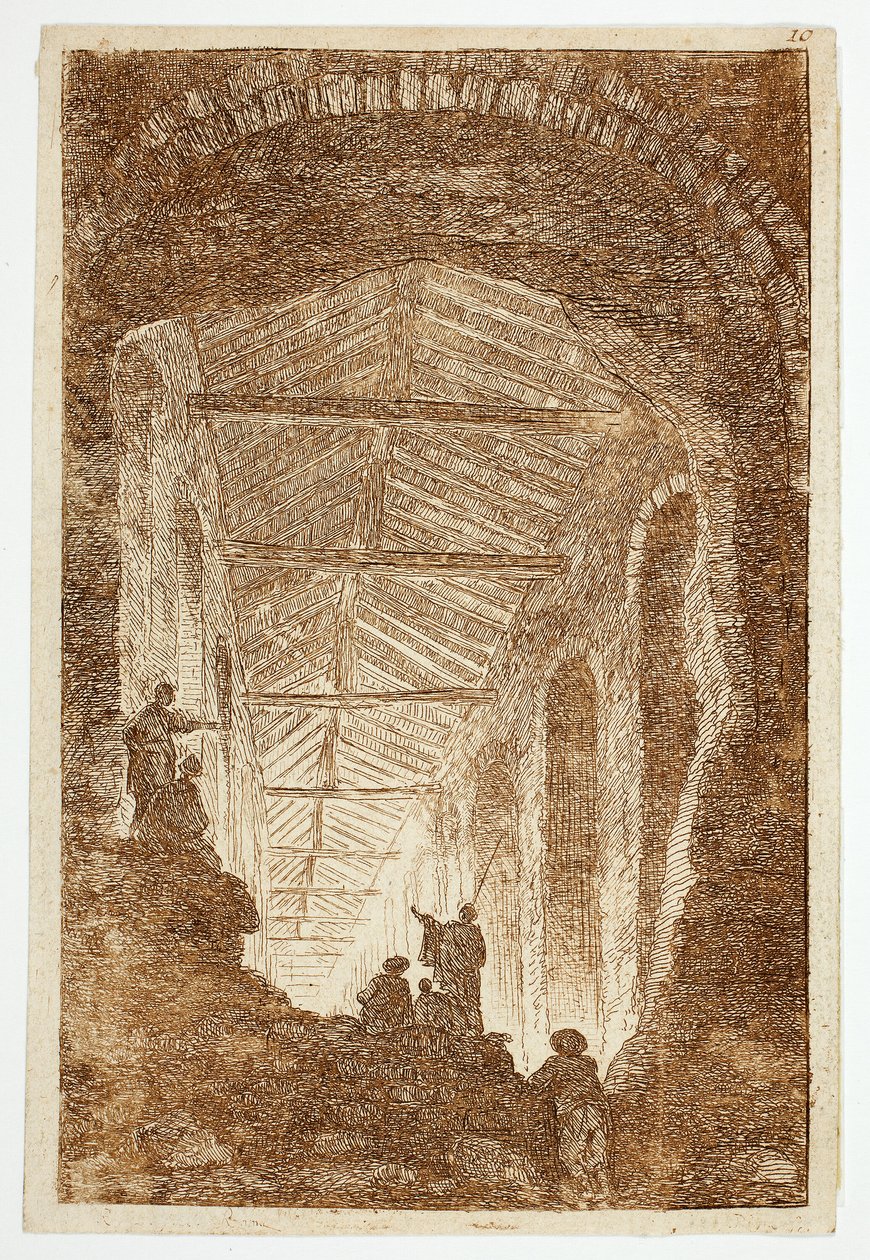 Antická galerie, desátý talíř z knihy Les Soirées de Rome od Hubert Robert