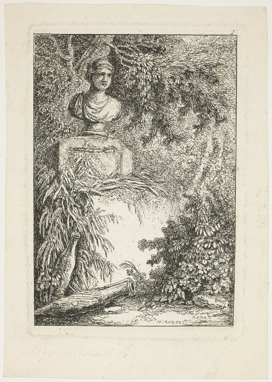 Busta, druhá deska z Večerů v Římě od Hubert Robert