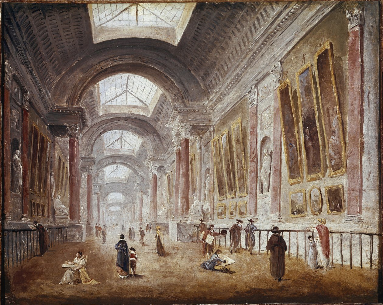 Grande Galerie v Louvru (olej na plátně, cca 1798) od Hubert Robert
