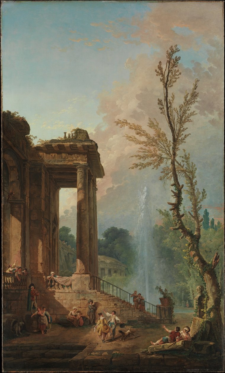Portikus venkovského sídla od Hubert Robert