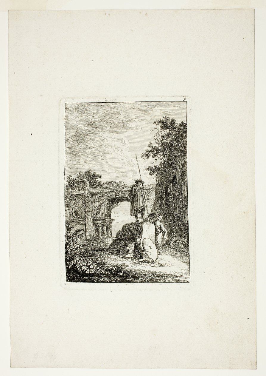 Triumfální oblouk, deska osm z Večerů v Římě od Hubert Robert