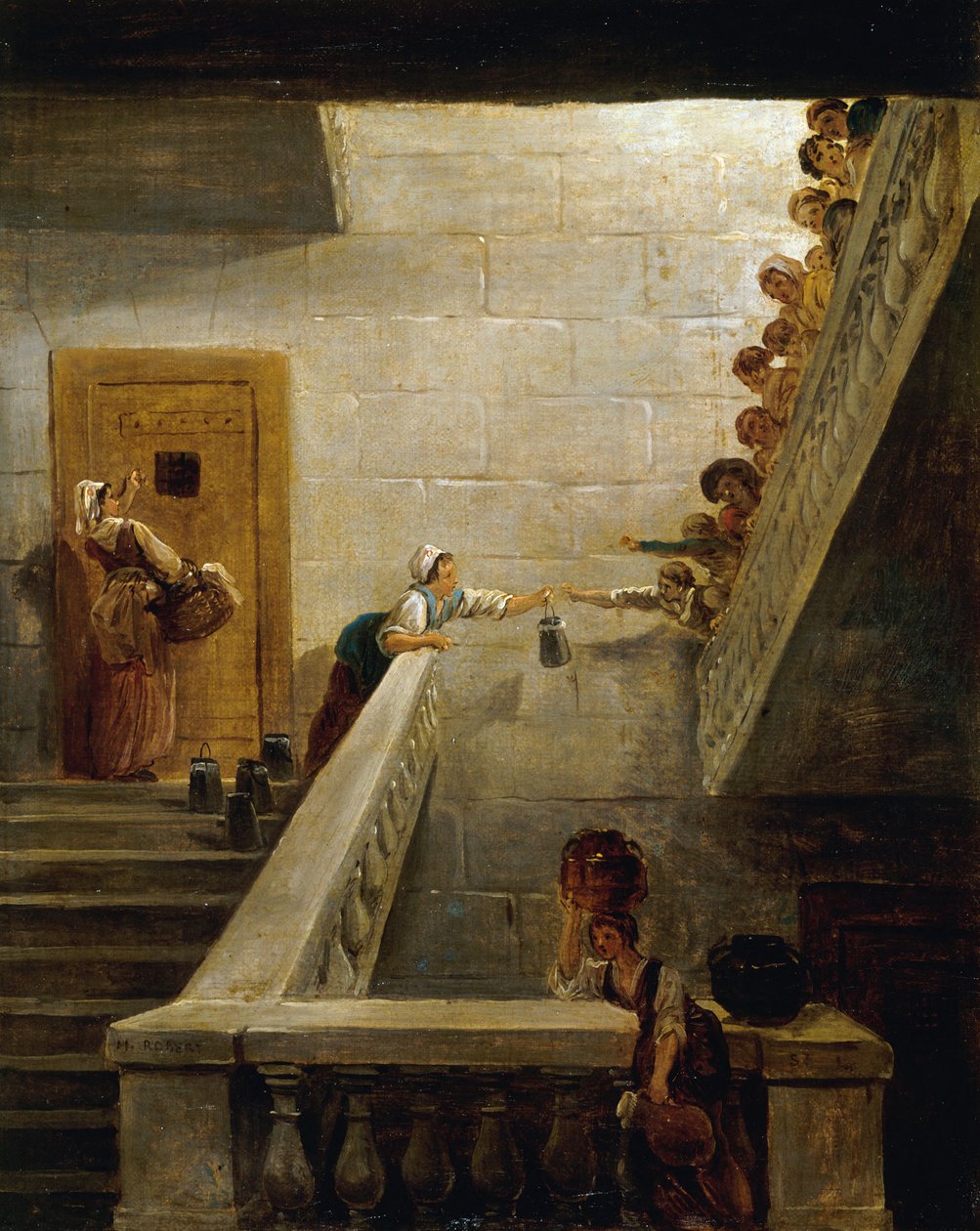 Distribuce mléka ve věznici Saint-Lazare, cca 1794. od Hubert Robert
