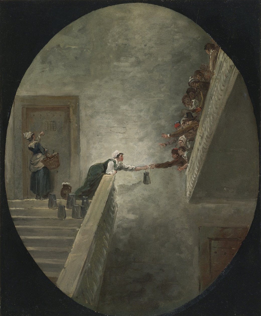 Distribuce mléka ve věznici Saint-Lazare, cca 1794 od Hubert Robert