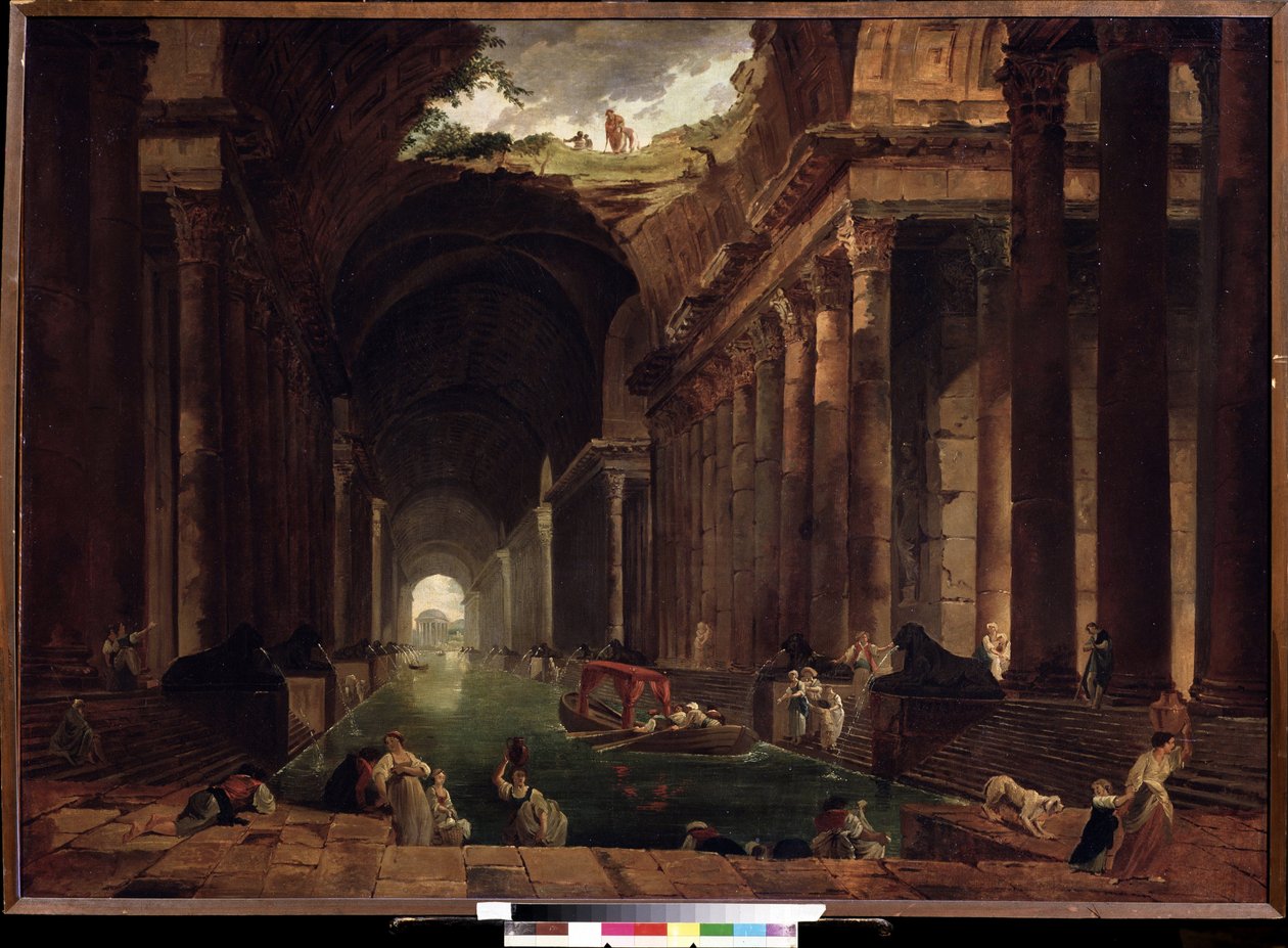 Termální lázně (Thermae). Obraz Huberta Roberta (1733-1808), olej na plátně od Hubert Robert