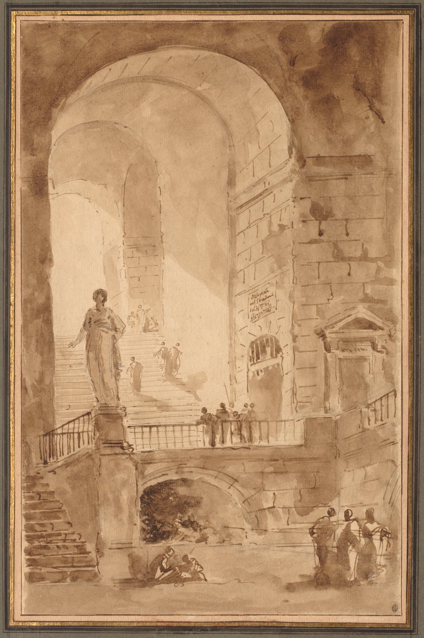 Klenuté schodiště od Hubert Robert
