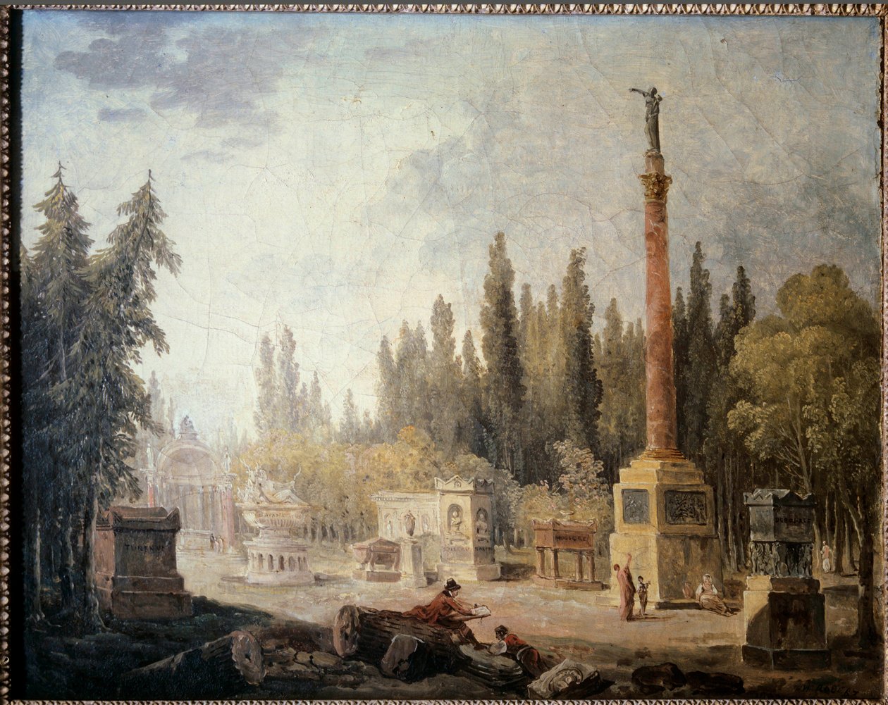 Pohled do zahrady Musee des Monuments Francais Malba Huberta Roberta (1733-1808) 18. století. Paříž, Musee Carnavalet od Hubert Robert