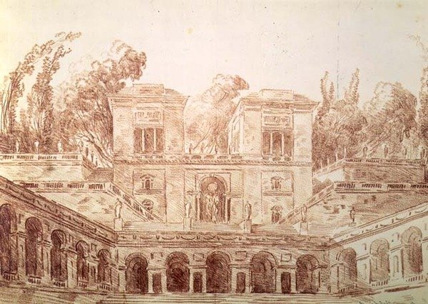 Villa Farnese, Řím (kresba) od Hubert Robert