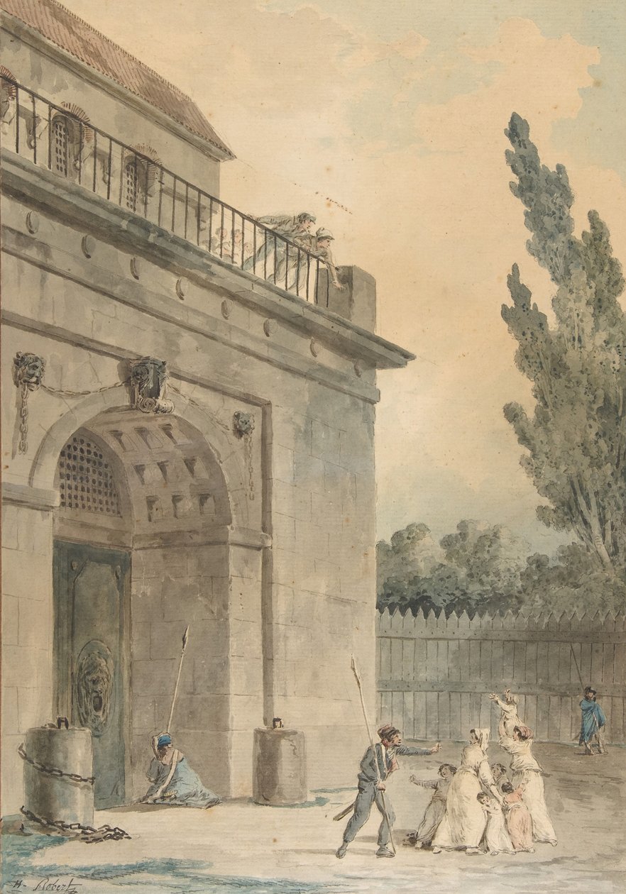 Návštěvníci opouštějící vězení, 1794-95. od Hubert Robert
