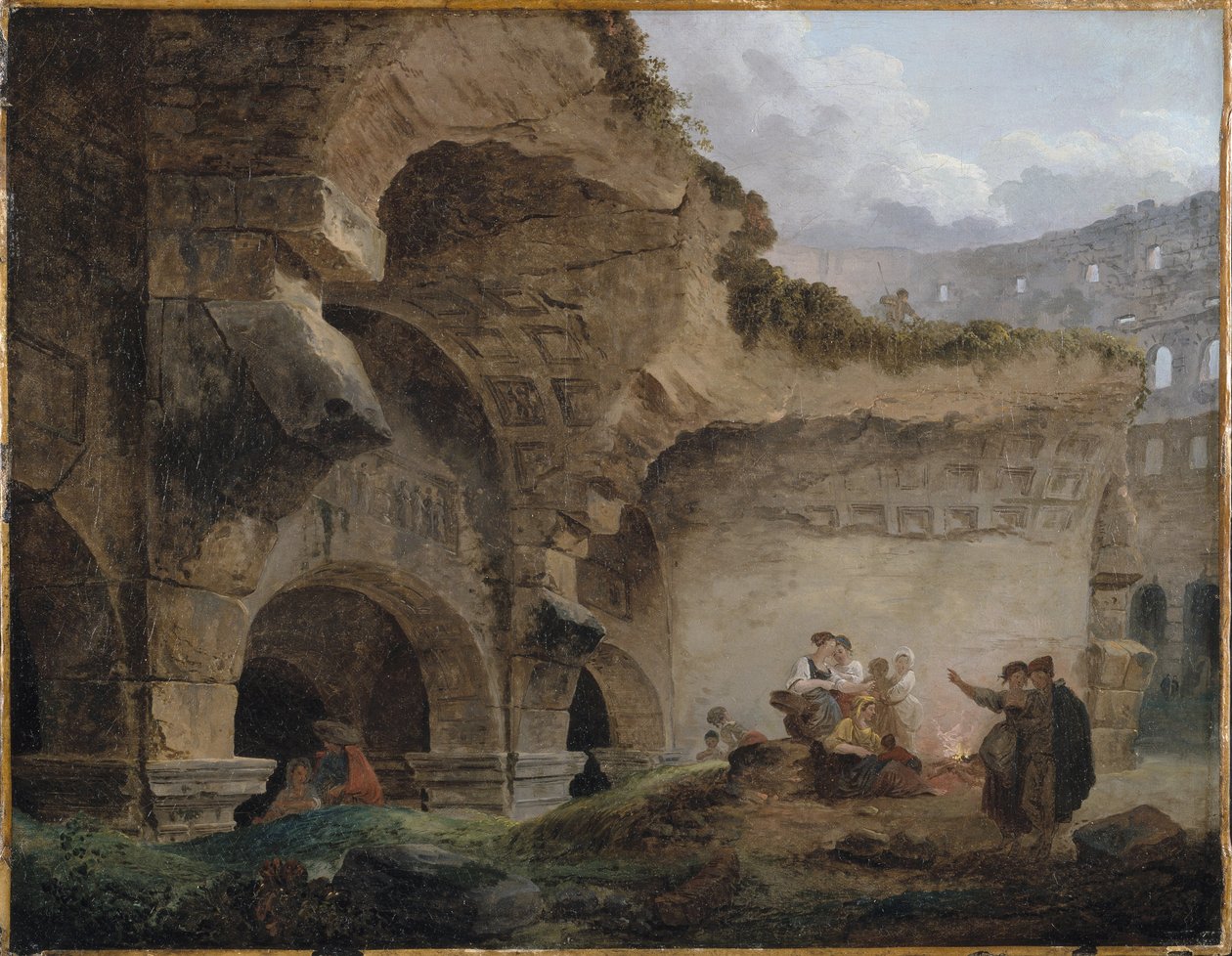Prádelníčky v ruinách Kolosea od Hubert Robert