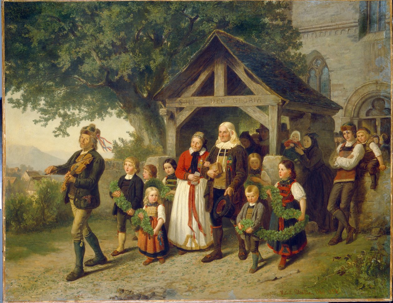 Zlatá svatba - obraz Huberta Salentina (1822-1910), olej na plátně od Hubert Salentin