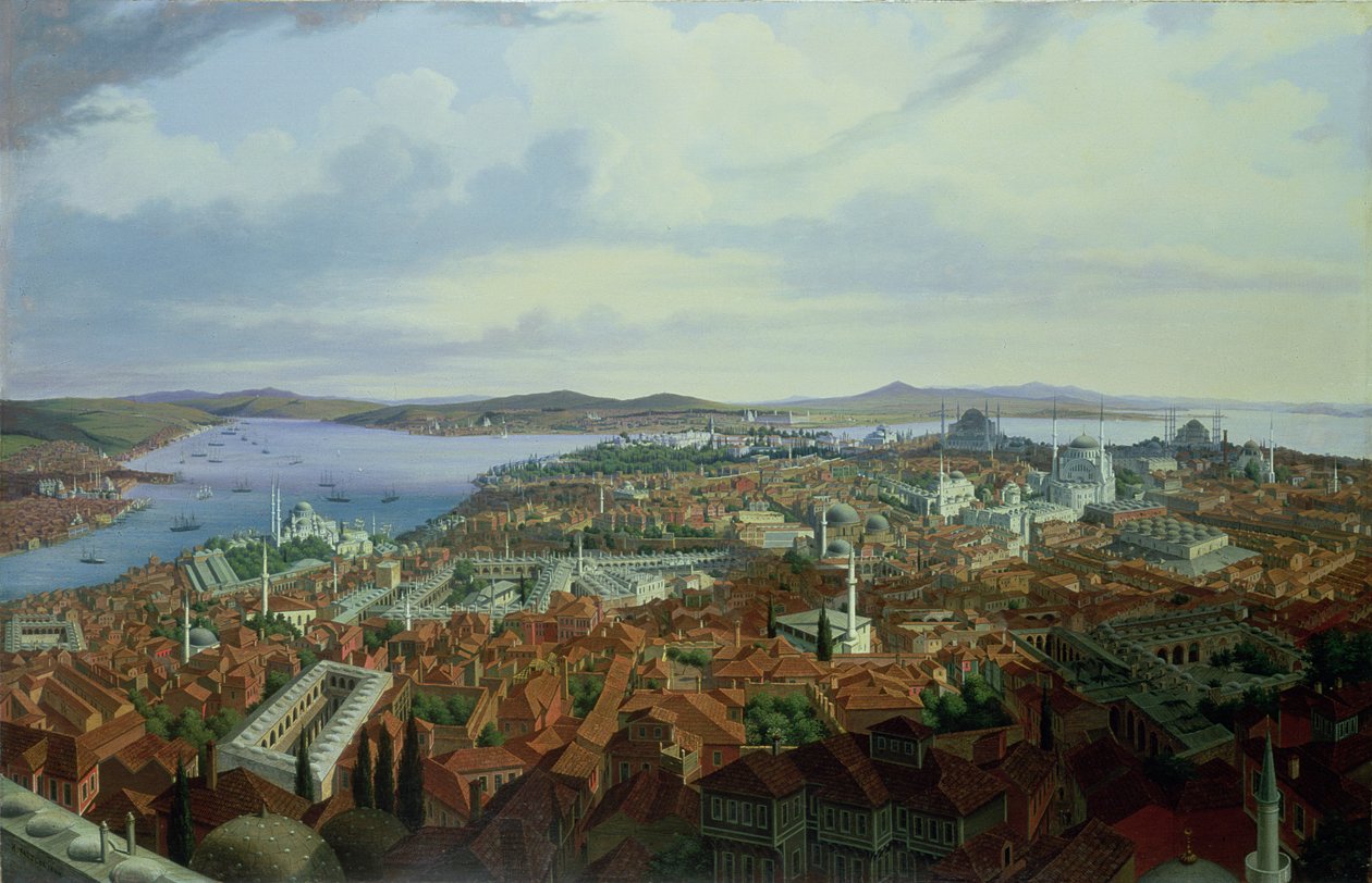 Panorama Konstantinopole z Suleymaniye Camii, 1844 od Hubert Sattler