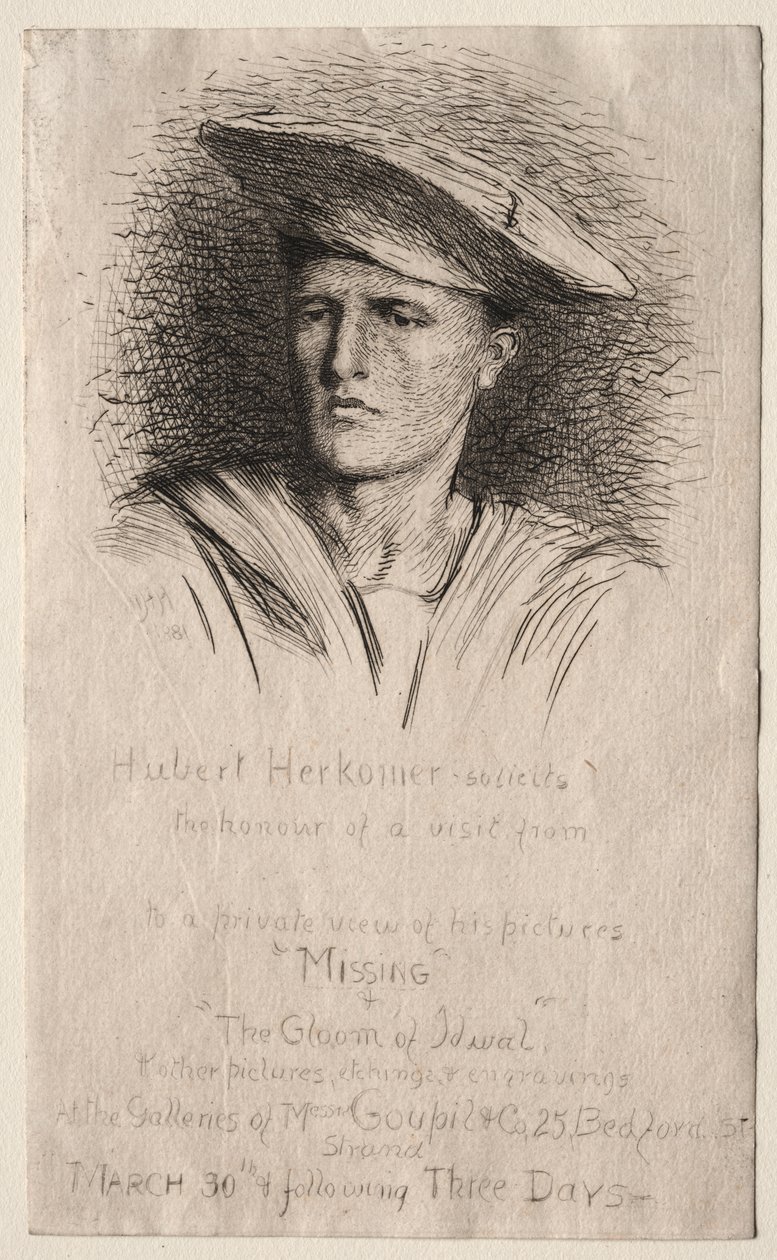 Hlava mladého muže od Hubert von Herkomer