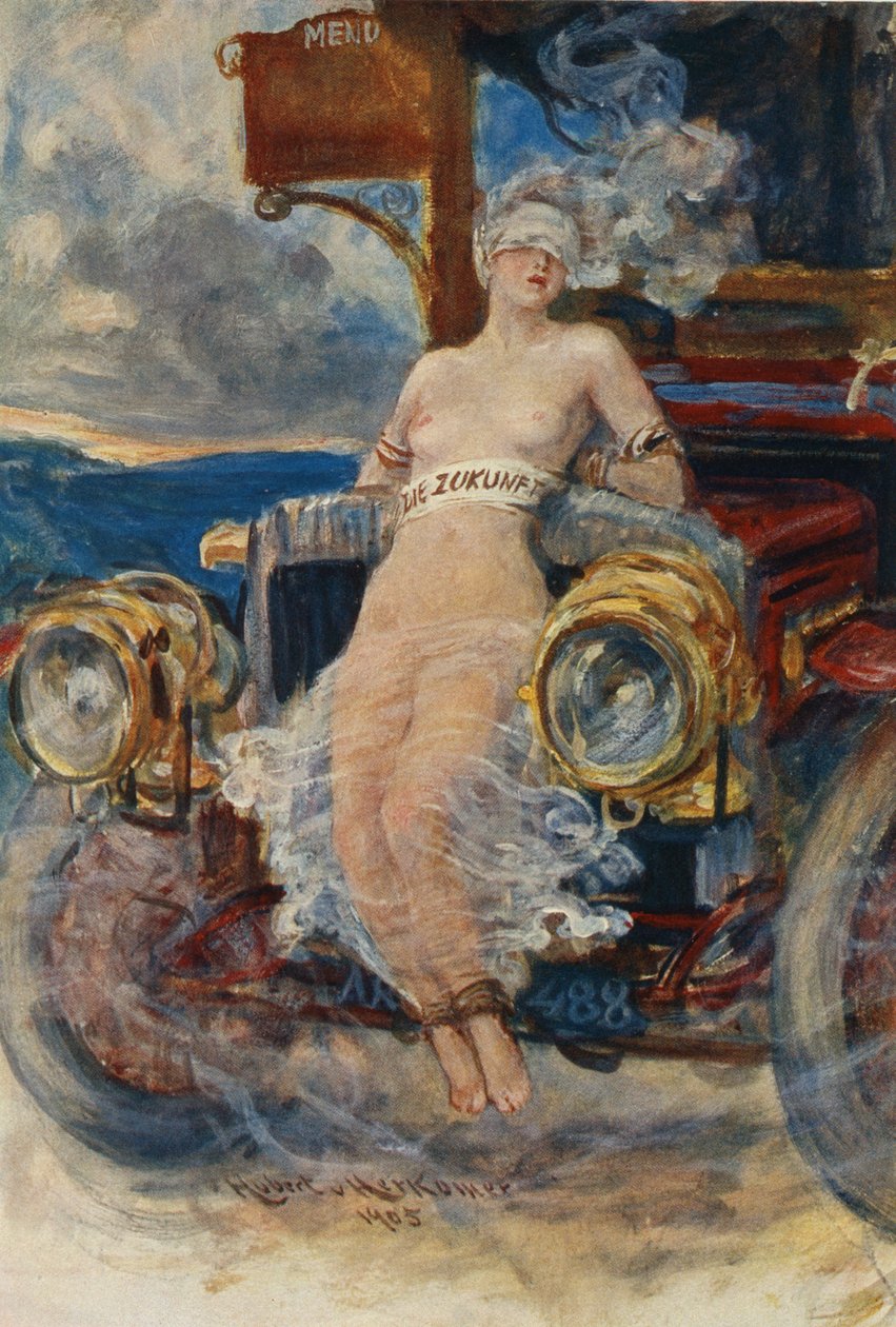 Program pro banket, Die Zukunft (Budoucnost), 1905 (hlubotisk na jídelním lístku) od Hubert von Herkomer