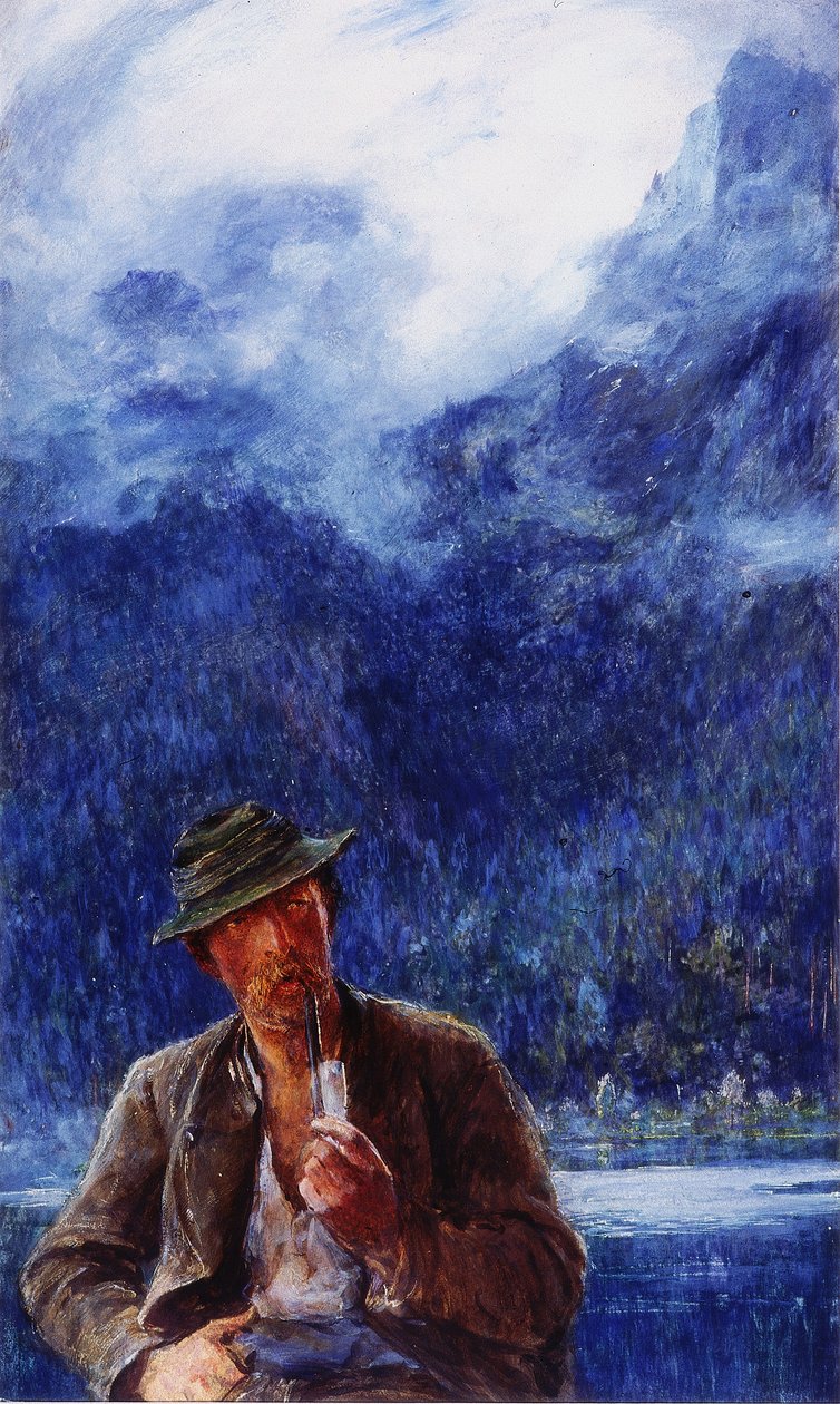 Rybář z Hintersee (bc a wc na tkaném papíře) od Hubert von Herkomer