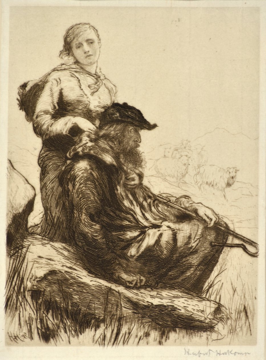 Pastýř a jeho dcera, kolem roku 1879 (lept) od Hubert von Herkomer