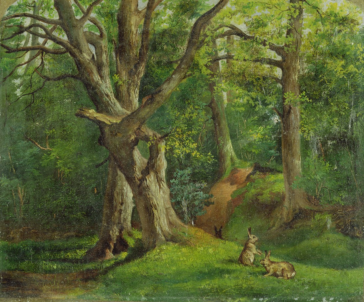 Woodland Scene with Rabbits, 1862 od Hubert von Herkomer