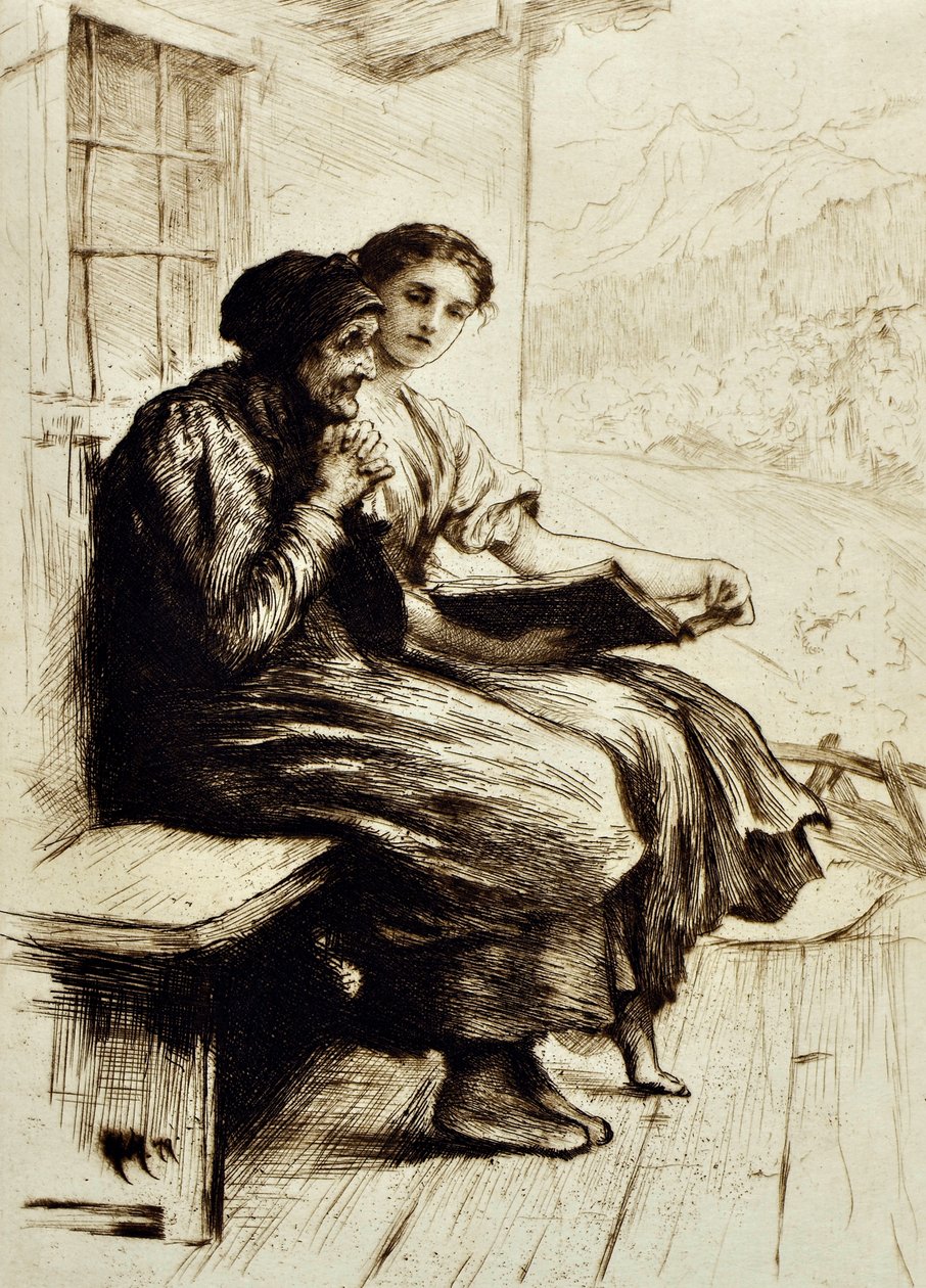 Words of Comfort, cca 1879 (lept) od Hubert von Herkomer