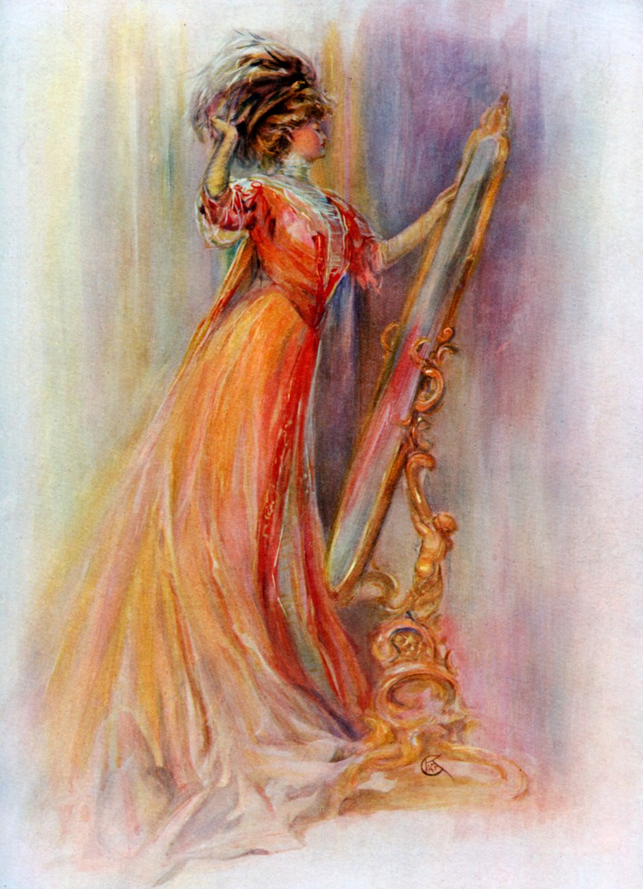 Žena obdivující sama sebe v zrcadle, 1908-1909. od Hubner and Wilson