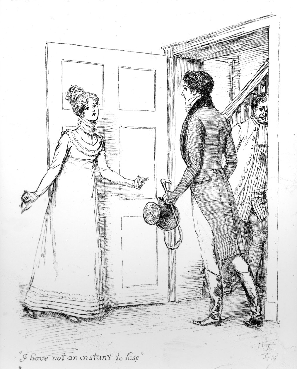 „Nemám co ztratit“, ilustrace z „Pýchy a předsudku“ od Jane Austenové, vydání vydané v roce 1894 od Hugh Thomson