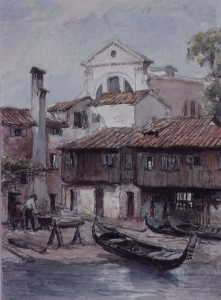 Loděnice poblíž kostela San Trovaso, Benátky od Hugh Carter