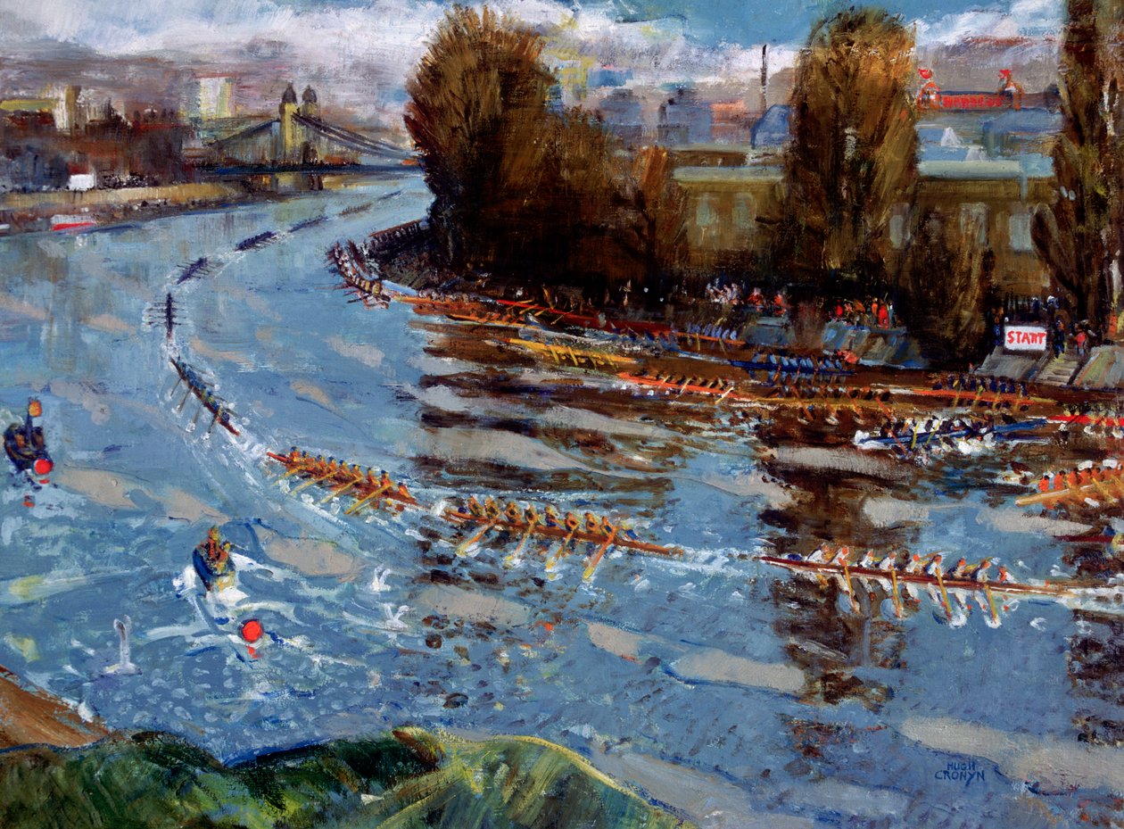 „Head of the River for Schools“, veslařský závod na Temži, Londýn, po roce 1925 od Hugh Cronyn