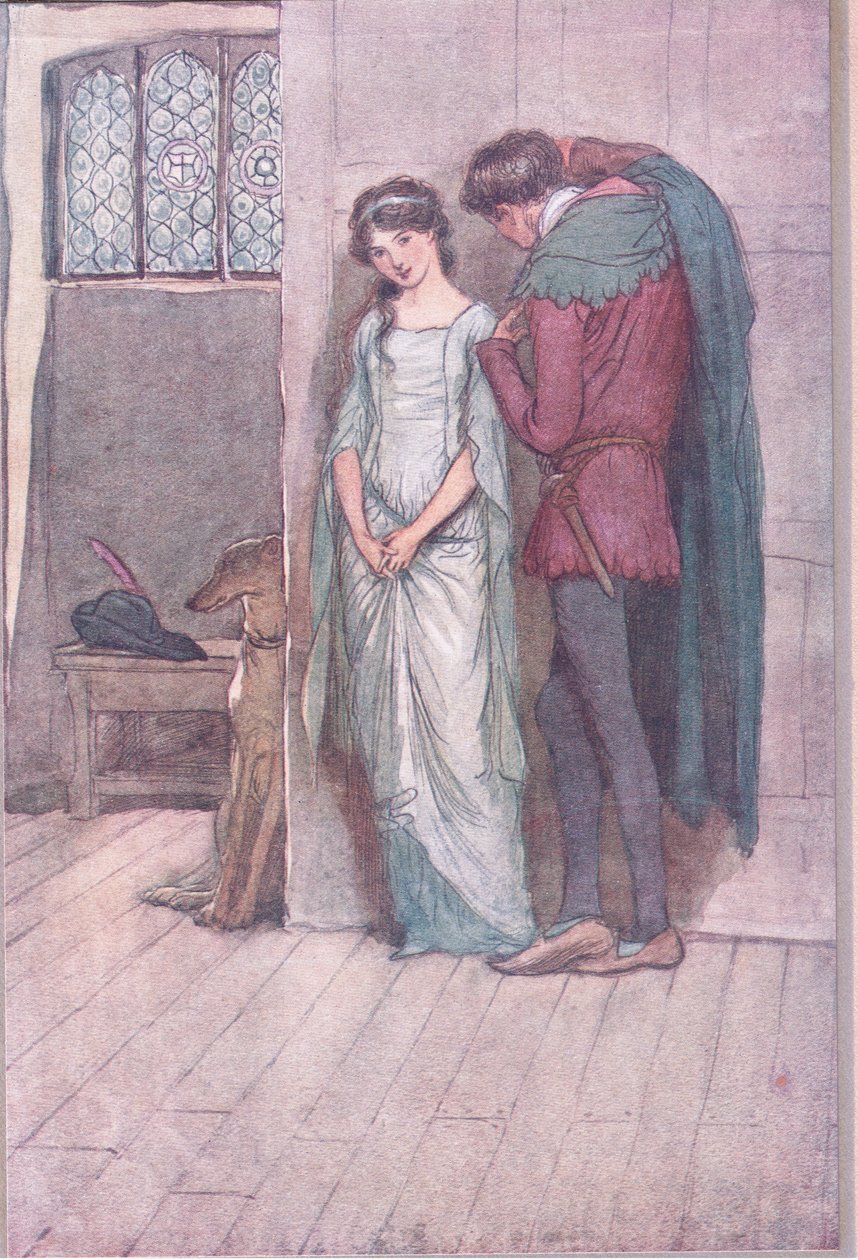 A to je právě vaše bohatství, na které se nyní zaměřuji, ilustrace z Veselých panen z Windsoru, 1910 od Hugh Thomson