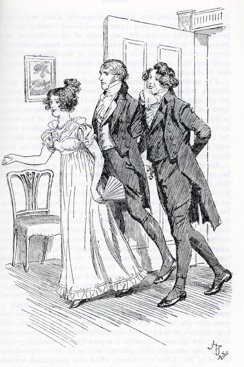 „Emma zve pana Eltona, aby obdivoval portrét Harriett“ od Hugh Thomson