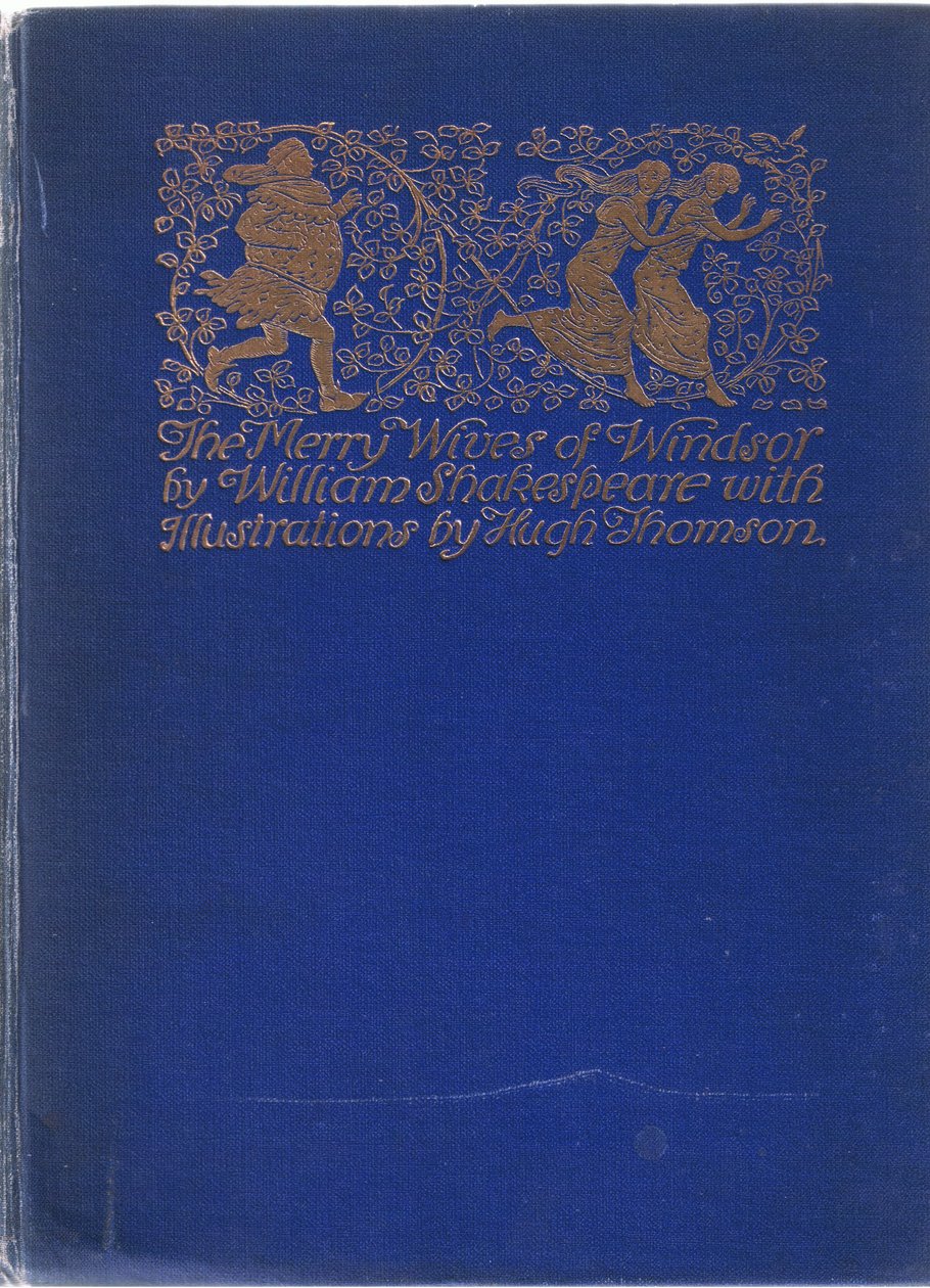 Návrh přední obálky, ilustrace z The Merry Wives of Windsor, 1910 od Hugh Thomson