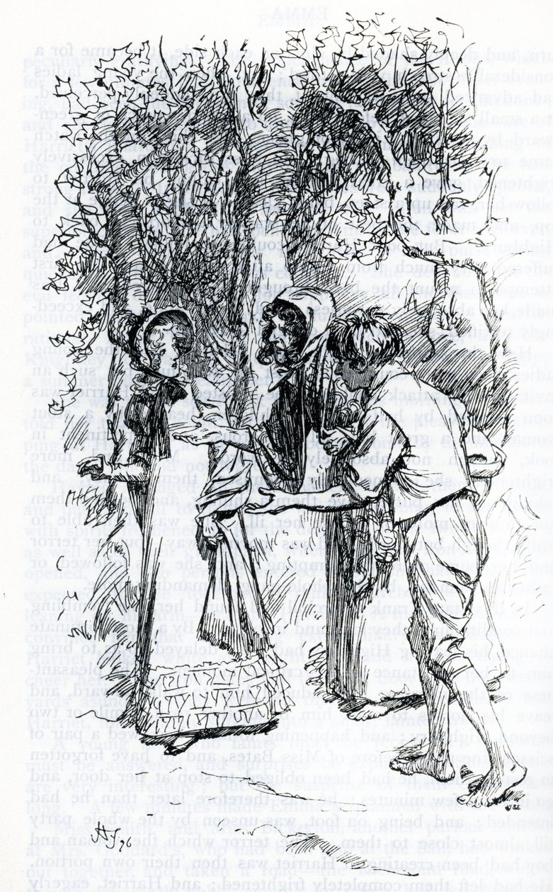 "Harriet, napadena cikány" (ilustrace) od Hugh Thomson