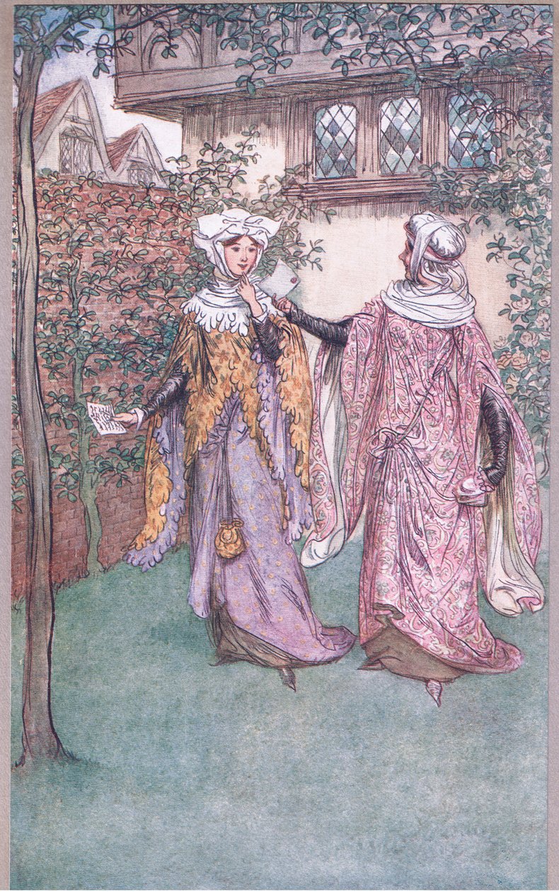 Tady je dvojče z tvého dopisu, ilustrace z Veselé paničky z Windsoru, 1910 od Hugh Thomson