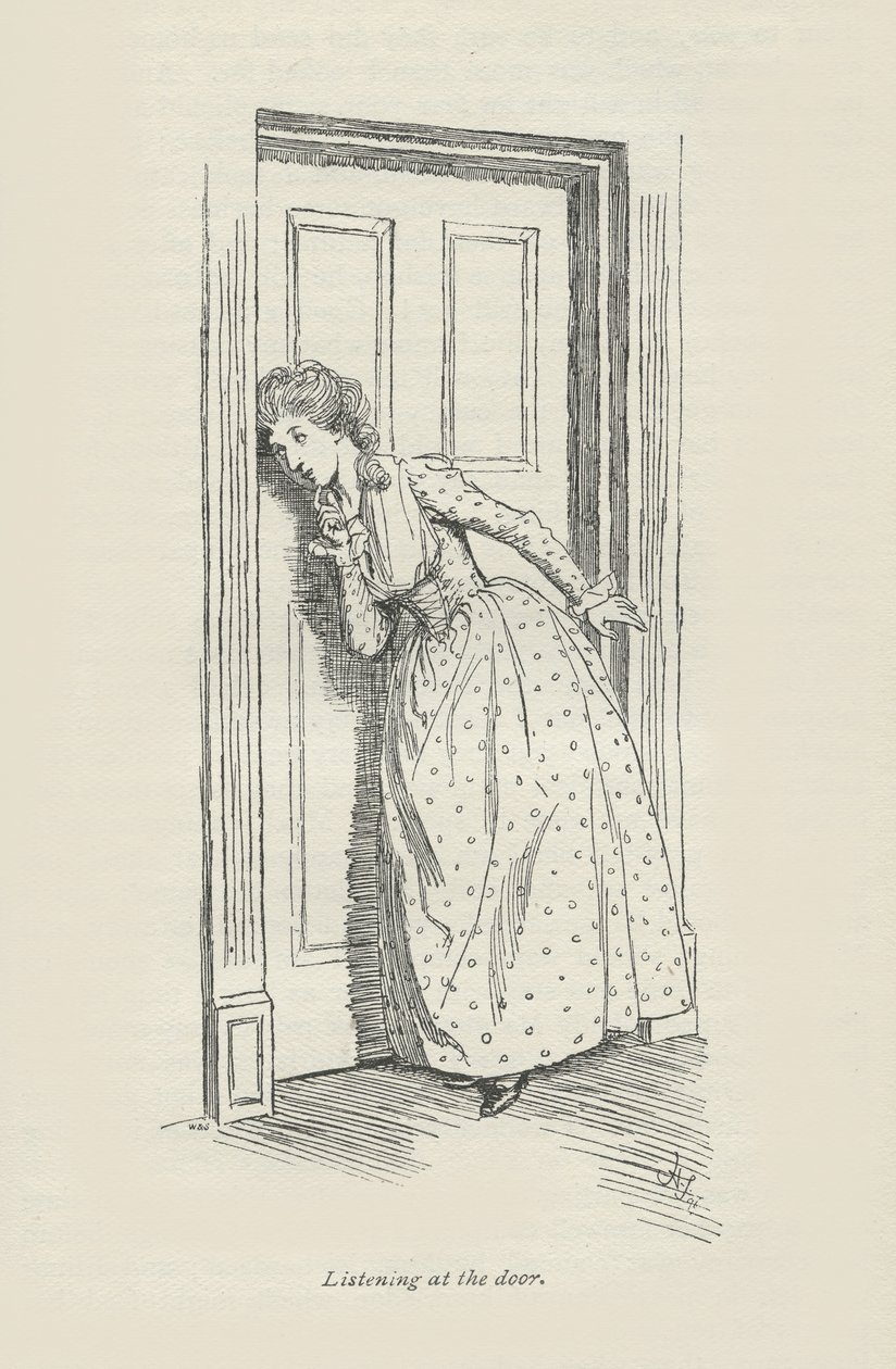 Poslouchání u dveří, 1896 od Hugh Thomson