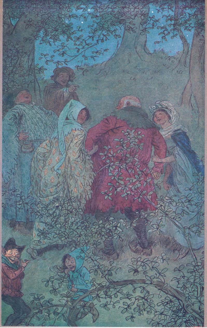 Dobrý sire Johne, jak žijí vaše windsorské manželky, ilustrace z The Merry Wives of Windsor, 1910 od Hugh Thomson