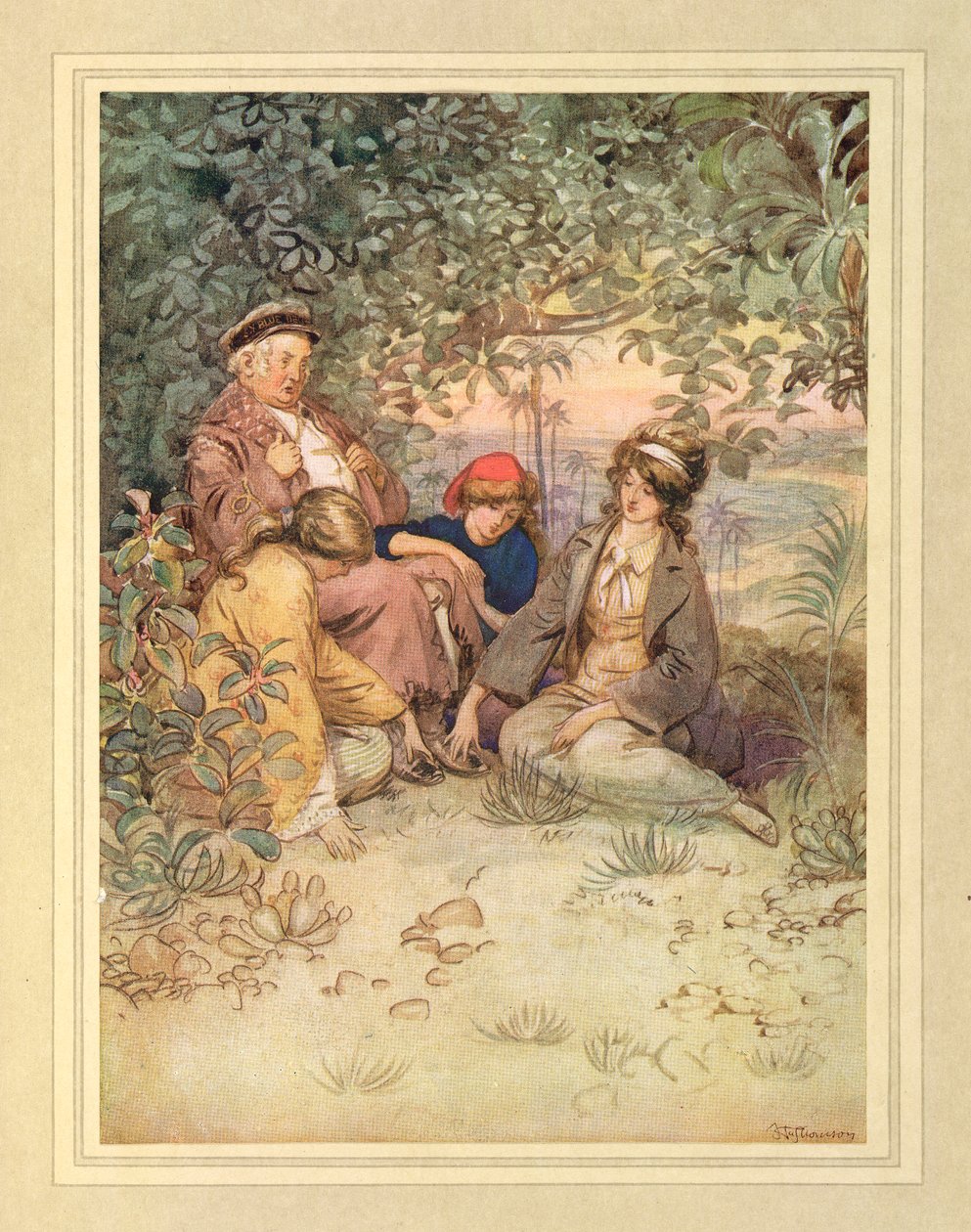 Na ostrově, z filmu „Obdivuhodný Crichton“ od J. M. Barrieho od Hugh Thomson