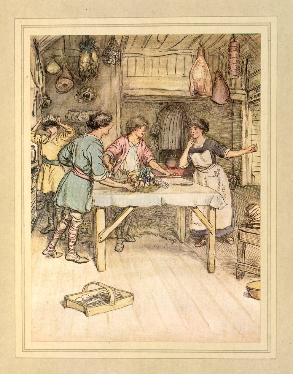 Příprava jídla, z „Obdivuhodného Crichtona“ od J. M. Barrieho od Hugh Thomson
