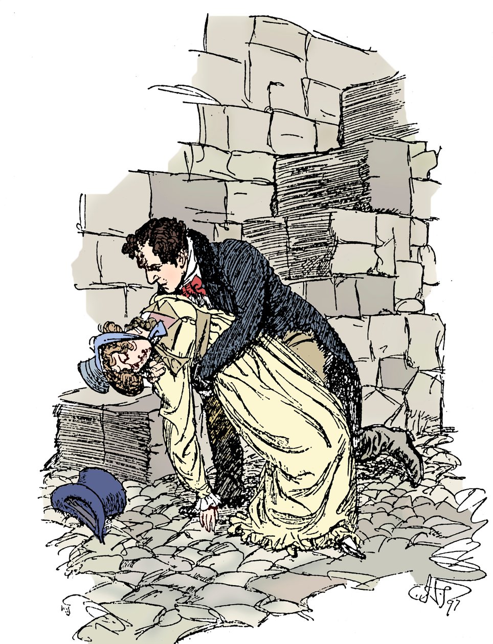 Scéna z Přemlouvání Jane Austenové, 1897 od Hugh Thomson