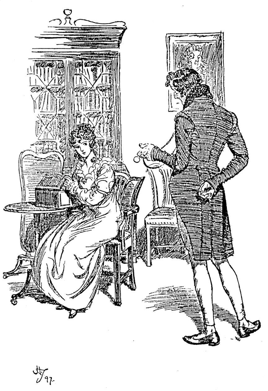 Scéna z Přemlouvání Jane Austenové, 1897 od Hugh Thomson