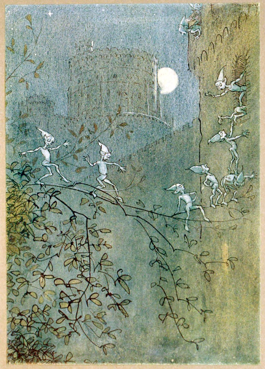 Prohledejte hrad Windsor, elfy, uvnitř i vně, z hospody The Merry Wives of Windsor. 1910. od Hugh Thomson