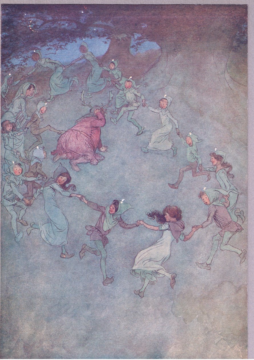 Pak ať ho všichni obklíčí, ilustrace z Veselé paničky z Windsoru, 1910 od Hugh Thomson