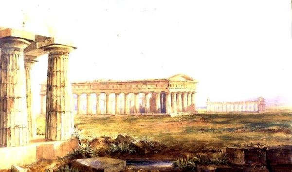 Chrámy v Paestum od Hugh William Williams