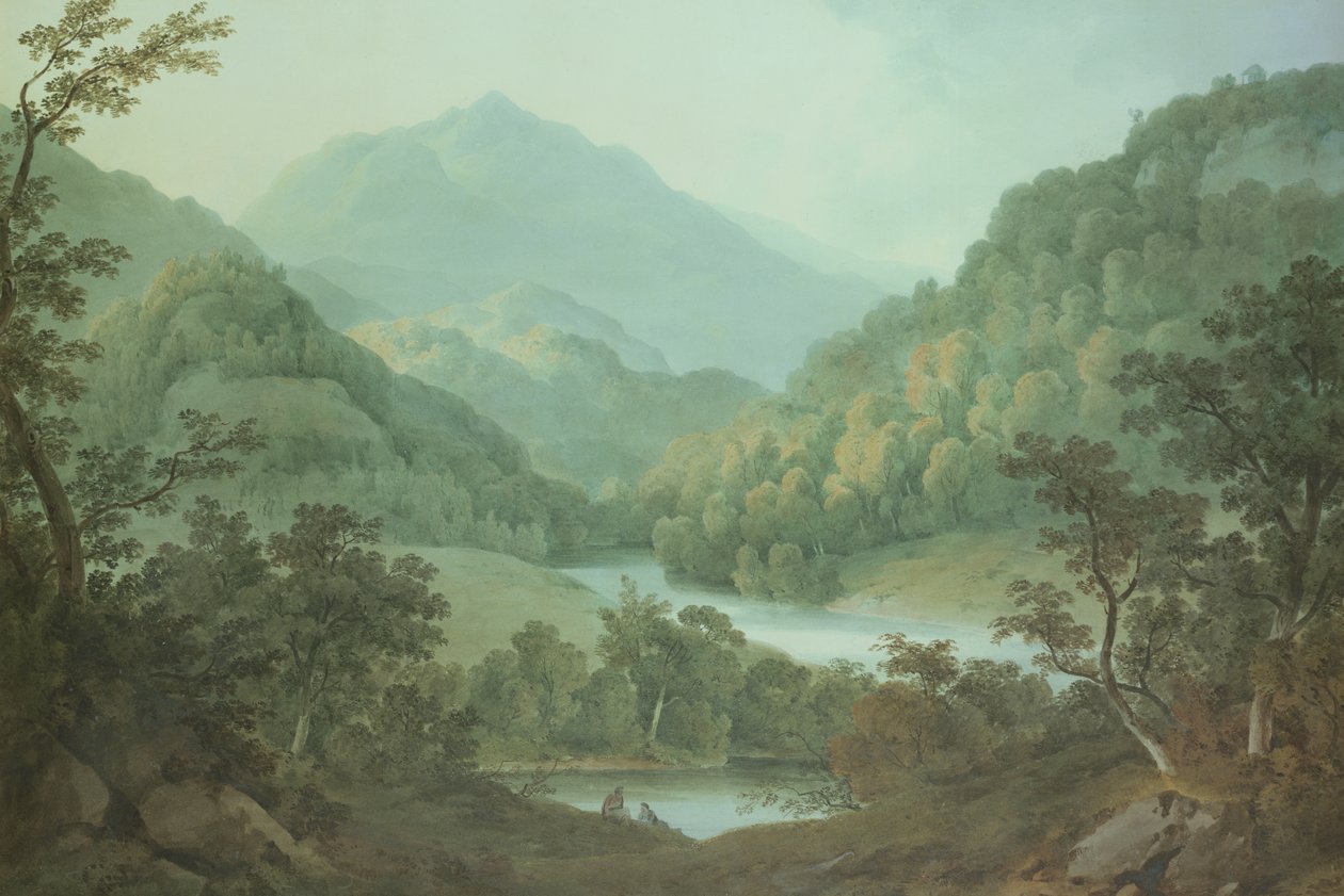 Pohled na Dundurn z Dunira (wc na papíře) od Hugh William Williams