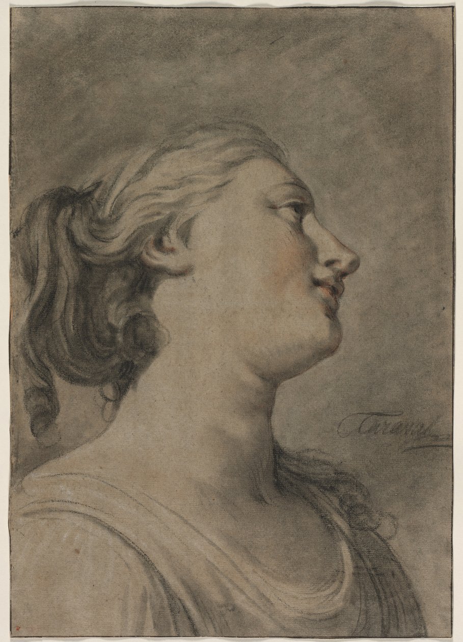 Hlava ženské postavy z profilu, otočená doprava, c. 1763-1770. od Hughes Taraval