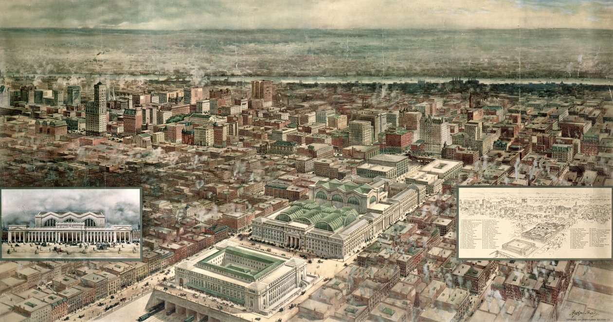 Pennsylvania Station, 7th Avenue a 32nd Street, New York City, vyryto Ketterlinusem, 1910 od Hughson Frederick Hawley